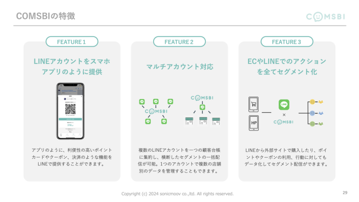 LINE向けCRMツールCOMSBIの特徴