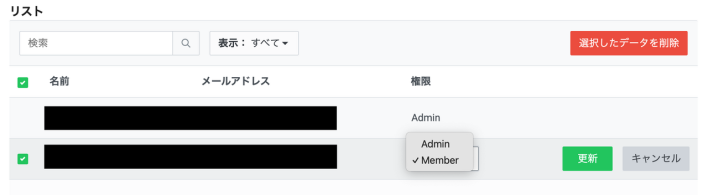 LINEプロバイダーの権限変更・削除